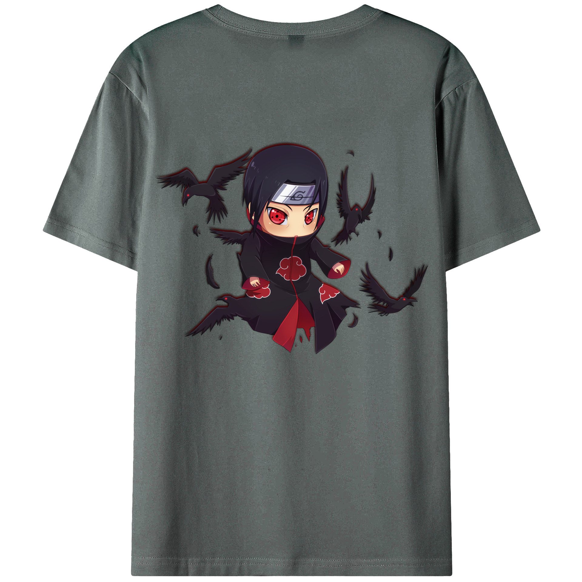 （画像用） NARUTO -ナルト- うちは イタチ Uchiha Itachi 綿100％ メンズ半袖Tシャツ（バックプリント） 通気性